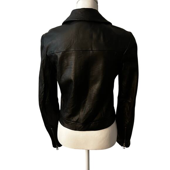 Madewell lamb leather shrunk zip front brass hardware jacket size 6** - Picture 7 of 15